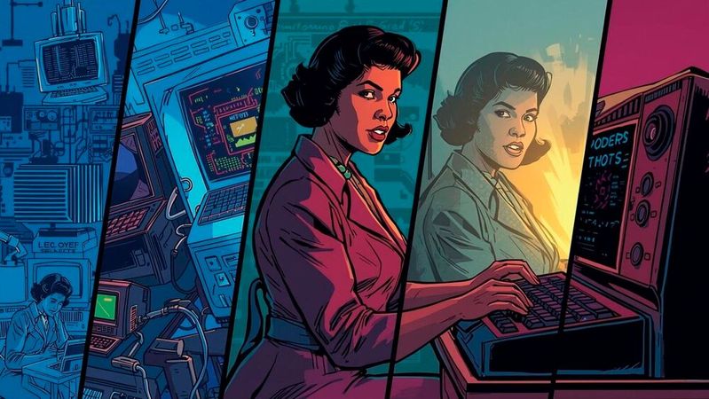 Frauen in der IT? Ein Blick in die Vergangenheit zeigt, dass Frauen an vielen wegweisenden IT-Entwicklungen beteiligt waren.(Bild:  Canva / KI-generiert)