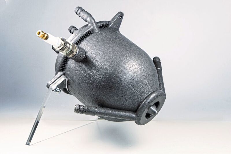 Der skalierte Prototyp des Aerospike-Triebwerks soll 30 % weniger Treibstoff als konventionelle Triebwerke verbrauchen. (Fraunhofer IWS/TU Dresden)