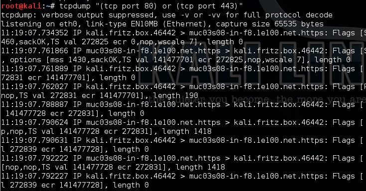 Administratoren können auch gezielt nach bestimmten Paketen oder Ports suchen. Sollen zum Beispiel nur die Ports 400-600 überwacht werden, wird der Befehl „Tcpdump -s 0 src portrange 400-600“ verwendet. Sollen nur einzelne Ports überwacht werden, zum Beispiel HTTP/HTTP wird der Befehl „Tcpdump -q '(tcp port 80) or (tcp port 443)'“ verwendet. (Bild: Thomas Joos)