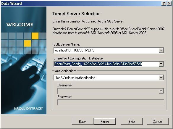 So sieht die Konfiguration beim Verbinden mit einem Sharepoint-Server aus, bei dem die Datenbank auf dem gleichen System läuft. (Archiv: Vogel Business Media)