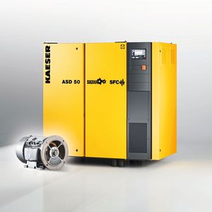 Die frequenzgeregelte Variante der ASD-Schraubenkompressoren von Kaeser gibt es mit einem Synchronreluktanz-Antriebssystem von Siemens. (Bild: Kaeser)