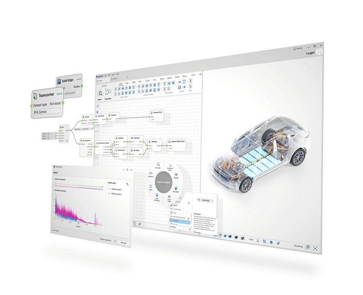Synera, die Low-Code-Plattform für Prozessautomatisierung im Engineering, gibt die weiter vertiefte Integration der Engineering-Software von Siemens Digital Industries Software in seine Plattform bekannt. Ingenieure können damit Konstruktionen und CAD-Daten direkt aus den Produktentwicklungslösungen aus dem Siemens-Xcelerator-Portfolio verarbeiten. (Bild: Synera)