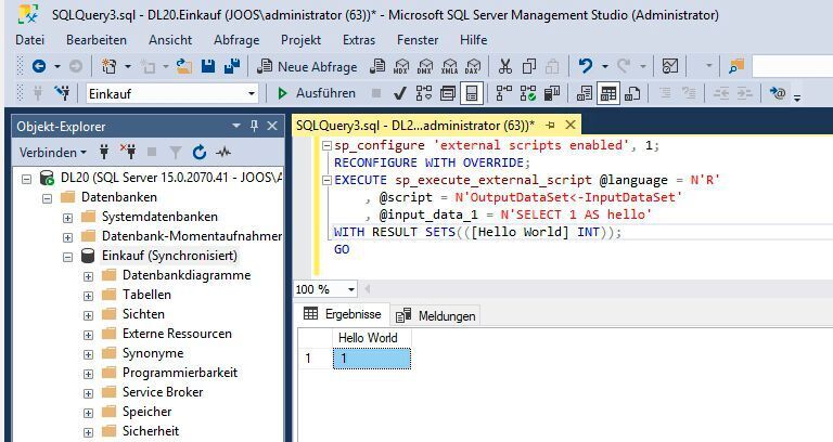 Einfaches R-Skript im SQL Server Management Studio. (Joos / Microsoft)