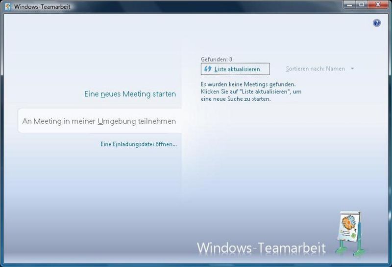 Abb. 1: Das Startfenster von Windows-Teamarbeit (Archiv: Vogel Business Media)