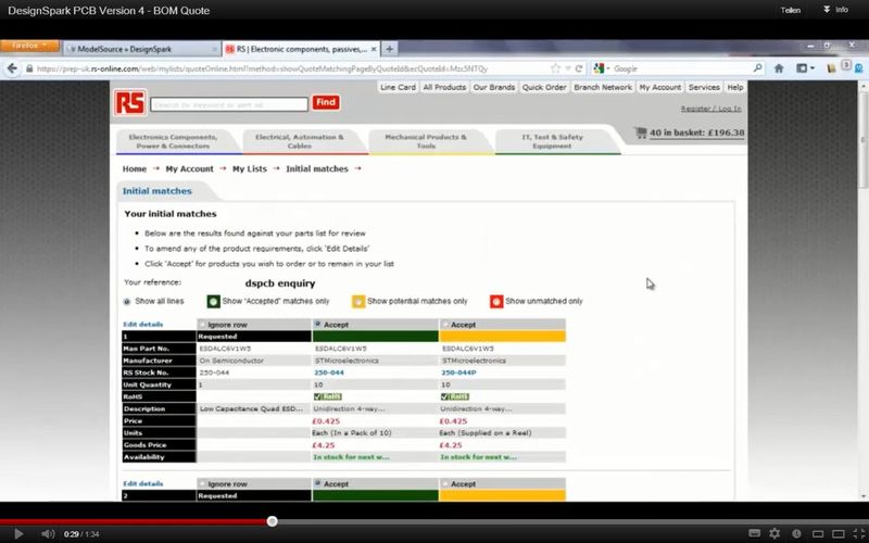 DesignSpark PCB Version 4 - BOM Quote (Bild: RS Components)
