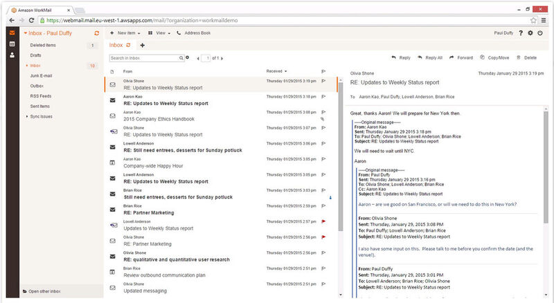 Abbildung 4: Amazon Work Mail im Browser (Bild: AWS)