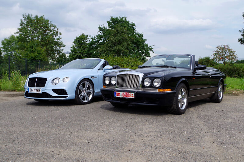 Ein offener Bentley war und ist ein besonderes Statussymbol. Im Bild der aktuelle Bentley Continental GT V8 S (l.) und der Bentley Azure. (Patrick Broich/SP-X)