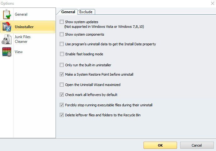 In den Optionen kann Revo Uninstaller an die eigenen Anforderungen angepasst werden. (Joos/Revo Uninstaller (Screenshot))