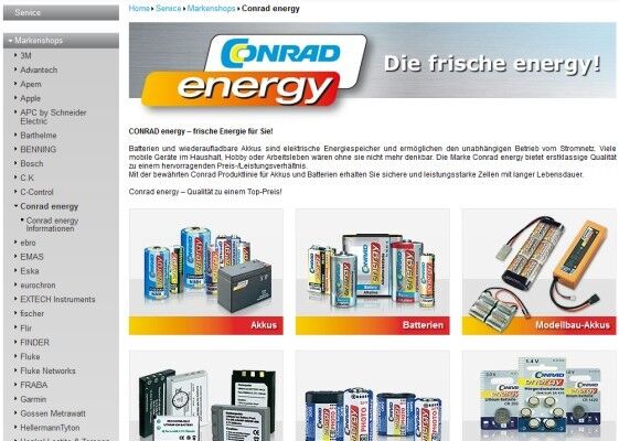 Online-Shopping bei Conrad Business Supplies: Landing-Pages einiger Markenshops (Bild: Conrad)