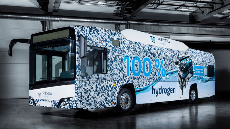 Der Wasserstoffmotor beim 12-Meter-Stadtbus wird als Mild-Hybrid-Variante betrieben. (Bild: Keyou)