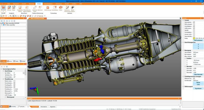 So soll die 3D-View-Station eine Flugzeugmontagelinie mit 125.000 Teilen beispielsweise in einer  Sekunde darstellen, eine Anlage mit 400.000 Teilen in sieben Sekunden. (Data-CAD)