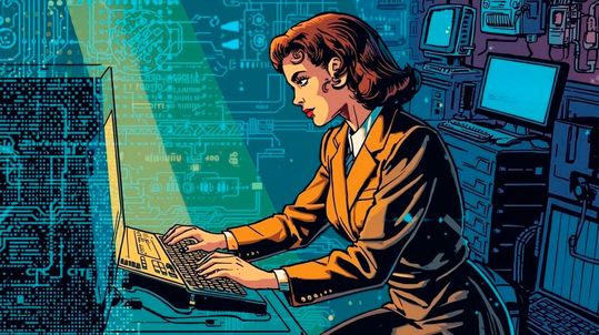 In den Anfängen der Computerära, besonders in den 1940er bis 1960er Jahren, galt Programmieren als typischer Frauenberuf. Frauen wie Grace Hopper und die ENIAC-Programmiererinnen entwickelten Software, während Männer sich auf die Hardware konzentrierten. (Bild:  Canva / KI-generiert)