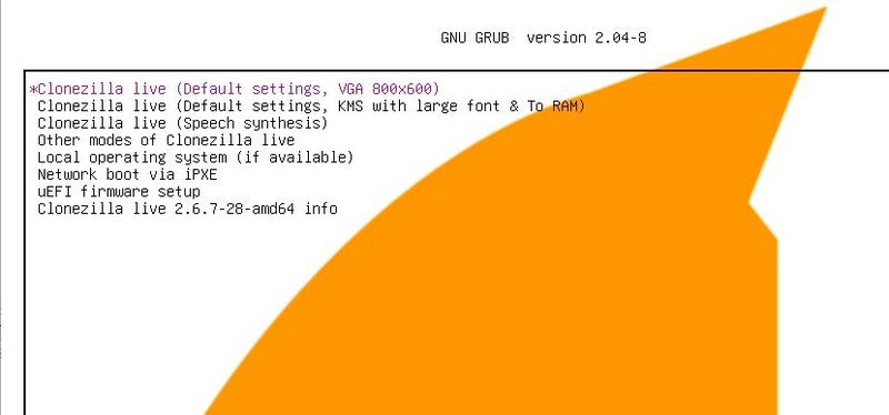 Clonezilla live startet aus dem GRUB-Menü von einem USB-Medium und steht für die Sicherung kompletter Datenträger zur Verfügung. (Bild: Joos)