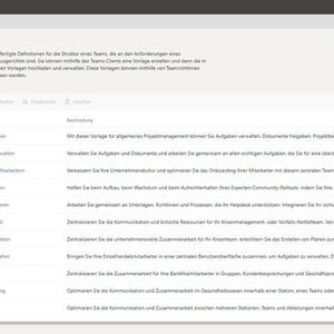 Teams-Vorlagen ermöglichen das Vorgeben von Einstellungen für neue Teams und das Integrieren von Apps.