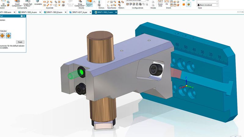 Das aktuelle Update für Solid Edge führt Konstruktionsroutinen ein, die auf künstlicher Intelligenz basieren. So können sich wiederholende Aufgaben automatisiert und beschleunigt werden. (Bild:  Siemens Digital Industries Software)