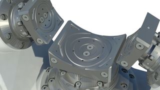 Bild 1: Hydrostatische Lager in Lünetten ermöglichen eine hohe Oberflächengenauigkeit bei der Zerspanung. (Bild: Rückle)