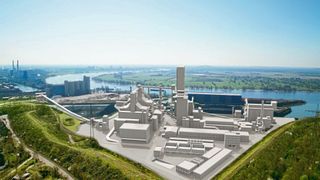 Visualisierung: So soll die erste Direktreduktionsanlage von thyssenkrupp Steel am Standort Duisburg aussehen. (Bild: thyssenkrupp Steel Europe)