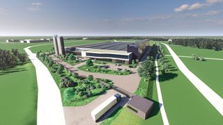 Die Visualisierung des neuen Boysen-Werks in Nagold zeigt die Nachempfindung eines Batteriegehäuses. (Bild: Boysen)