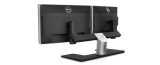 Ein Ständer für zwei Monitore soll für mehr Platz auf dem Schreibstisch sorgen. (Bild: Dell)