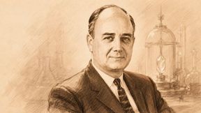 Illustration: Gordon K. Teal arbeitete an hochreinen Halbleiterkristallen. Seine Entwicklungen ebneten den Weg für den gewachsenen Sperrschichttransistor und den kommerziellen Siliziumtransistor. (Bild: Dall-E / KI-generiert)