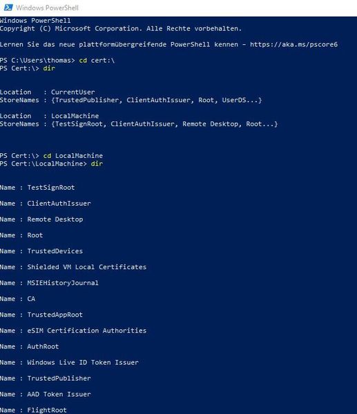 Verwalten von Zertifikaten als Laufwerk in der PowerShell. (Joos)