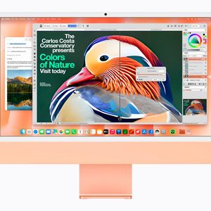 Das 24 Zoll große 4,5K-Retina-Display des iMac bietet Spitzenhelligkeiten von bis zu 500 Nits.(Bild:  Apple)