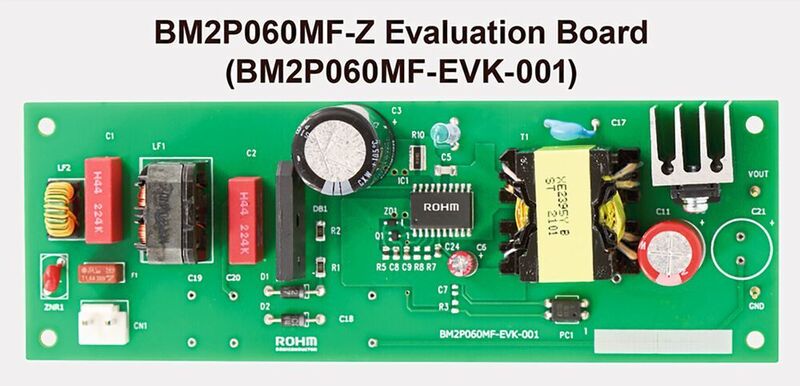 Bild 7: Das Evaluierungsboard BM2P060MF-EVK-001 zu den neuen Wandlern BM2P06xFMF-Z. (ROHM)