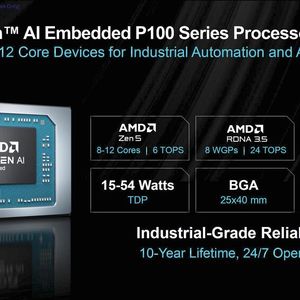 Einsatzgebiete der neuen P100-Serie: Von der intelligenten Fabrikautomation über die medizinische Bildgebung bis hin zu autonomen mobilen Robotern.(Bild:  AMD)