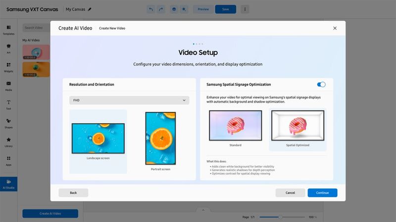Die Content-Management-Plattform Samsung VXT kann aus 2D-Bildern Motive mit 3D-Effekt für das Spatial Display erstellen. (Bild: Samsung)