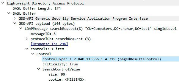 Das in der LDAP-Anforderung für Computer verwendete Steuerelement - dieses Steuerelement garantiert keine sortierten Ergebnisse. (Illusive)