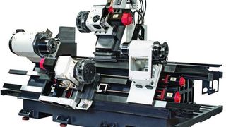 Die Drehmaschine Hi-Tech 250 BY SMC von Hwacheon dient zum Komplettbearbeiten von Drehteilen bis 350 mm Durchmesser und 1000 mm Länge. Bild: Hwacheon (Archiv: Vogel Business Media)