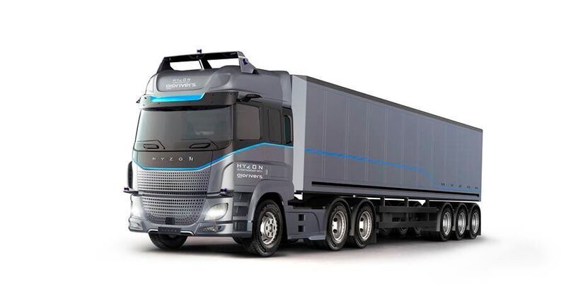A concept of a HYZON autonomous fuel cell port truck.  (HYZON Motors)