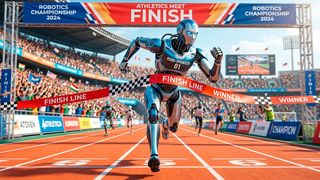 In China, genauer gesagt, in Peking, haben zwei chinesische Roboter von sich Reden gemacht. Der eine übertraf den bisherigen Rekord im 100-Meter-Lauf (Symbolbild). Und der andere brillierte mit seiner Expertise als Torschütze ... (Bild: KI-generiert)