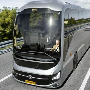 Reisebus mit digitalem Außenspiegel ProViu Mirror der Spiegelklassen II, IV und V.  (Bild:  Continental)