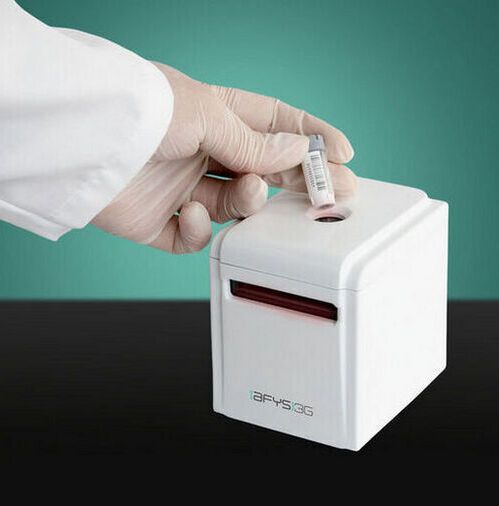 The AFYS3G Single Tube Reader Delta10 has two scanning positions, that can read 1D barcodes and 2D Data-Matrix codes in less than a second. (Source:   AFYS3G)