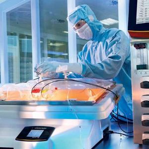 Cultivation of Sf9 cells in the single use bioreactor Biostat RM 20/50 optical system.