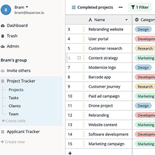 Open-Source-No-Code-Datenbank und Plattform von Baserow: Datenbanken ohne technische Erfahrung erstellen.(Bild:  Baserow)