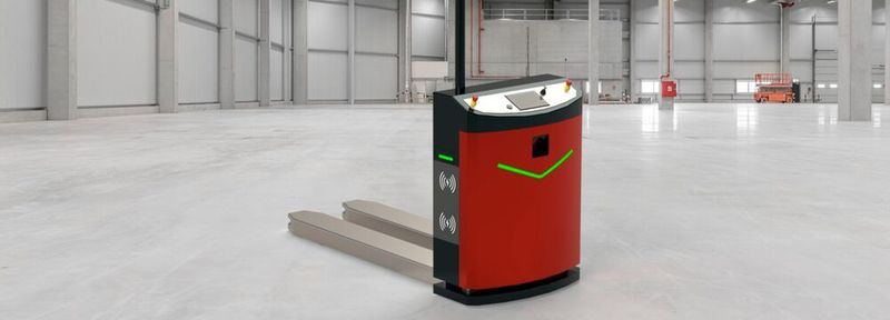 Die Hauptneuheit zur Logimat: Der Melkus G130 3.0 als Power-AGV mit verbessertem Batterie- und Ladekonzept sowie echter 360°-Rundumsicht der Lidar-Sensoren.(Bild:  Melkus Mechatronic)