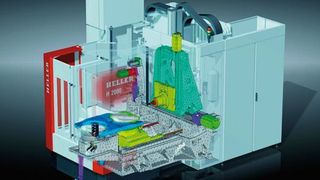 Dass Hydraulik energieeffizient ist, zeigte dieses Bearbeitungszentrum auf der Sonderschau Blue Competence der Branchenmesse EMO 2011 im Rahmen des Projekts Ewotek. (Bild: Heller)