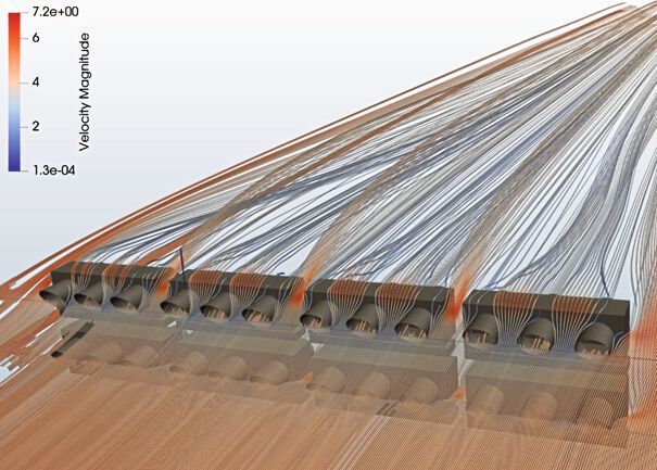 Komplex: Auch dynamische Vorgänge, wie die Strömungen in einem CO2-Abscheider, können heute vollständig simuliert werden.  (Bild: CADFEM)