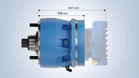 High power density: The new Rexroth MPR Performance radial piston motor is around 30 percent shorter than the Rexroth MCR3 and achieves a higher overall efficiency.(Image: Bosch Rexroth)