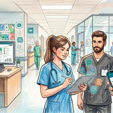 Ist No Code im Klinikalltag im Einsatz, werden die Daten direkt am Ort der Entstehung erfasst.  (Bild: Gemini / KI-generiert)