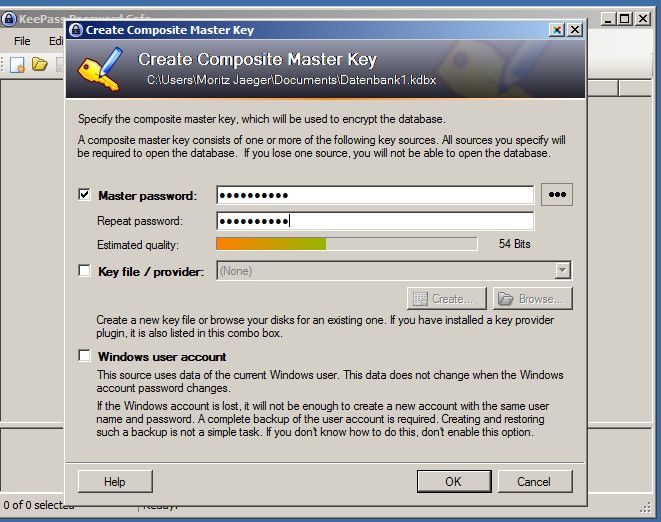 Bevor man KeePass nutzen kann, muss eine neue Datenbank angelegt (und gespeichert) werden. (Archiv: Vogel Business Media)