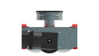 Mit dem integrierten Hub (im Bild ausgefahren) des neuen „eMotion 40H“ kann die Last zum Verfahren direkt angehoben werden. (HTS)