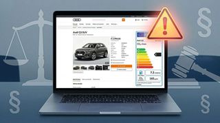Fehlende Angaben gemäß der Pkw-EnVKV führen regelmäßig zu Unterlassungs- erklärungen. Achtung: Ist ein Oline-Inserat betroffen, sollten Händler alle digitalen Veröffentlichungen des betroffenen Fahrzeugs überprüfen. (Bild: Gemini / Gemini 3 Pro / KI-generiert)