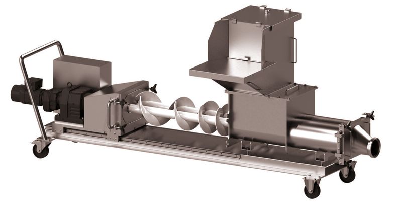 Die Doppelspindelpumpe kann Blockware auch bei sehr niedrigen Temperaturen verarbeiten und plastifizieren. (Bild: Knoll)
