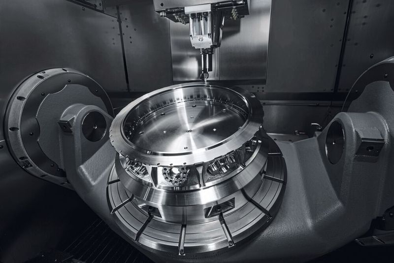 Bearbeitung eines Triebwerksgehäuses auf einer C 42 U MT (Mill/Turn). (Hermle)