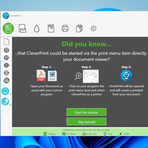 Nach der Installation zeigt ein kleines Tutorial den Umgang mit CleverPrint. Das Tool lässt sich aber leicht bedienen. (Bild:  Joos (Screenshot))