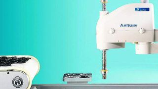 Flexible Zuführtechnik: Der Unifeed von Mitsubishi Electric ermöglicht eine zuverlässige Bereitstellung von Kleinteilen beliebiger Kontur und schnelle Produktwechsel. Bild: Mitsubishi (Archiv: Vogel Business Media)