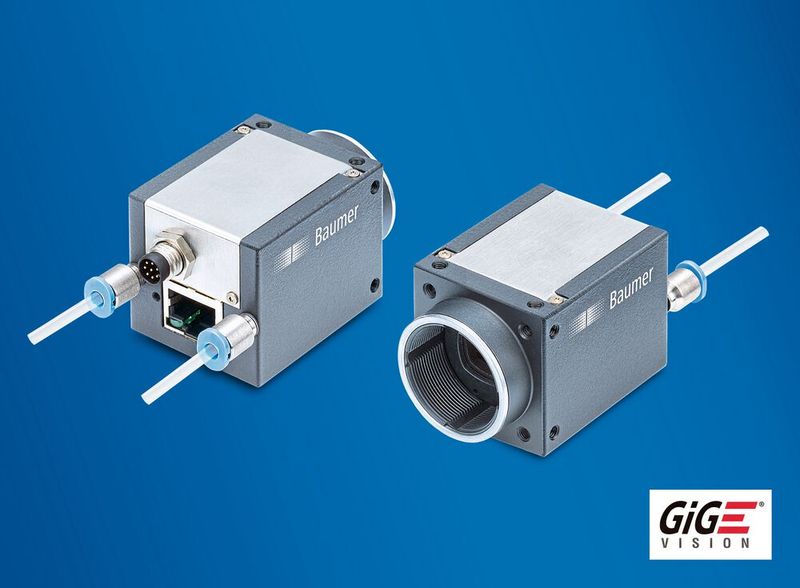 CX.XC-Kamera: Für Applikationen in warmen Umgebungen oder Messaufgaben im µm-Bereich liefern die CX.XC-Kameras von Baumer dank integriertem Kühlkanal hochpräzise Bilder. (Bild: Baumer)